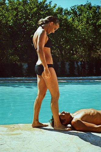 Romy Schneider sur le tournage de la piscine 1968