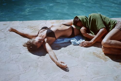 Romy Schneider sur le tournage de la piscine 1968