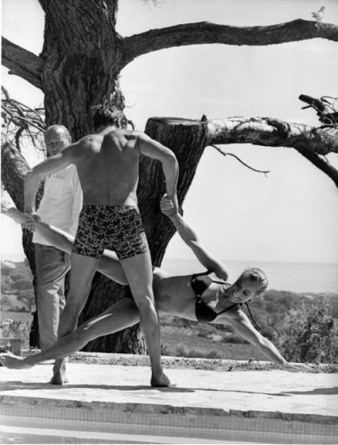 Pendant le tournage de La Piscine de Jacques Deray, 1968